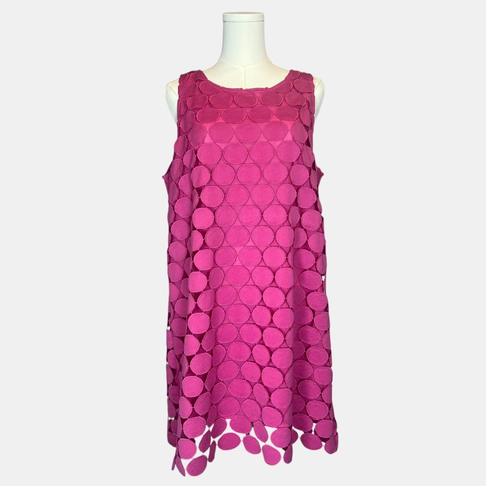 Umgee Women's M Pink Circle Lace Shift Dress Cotton Blend | Preppy Retro
